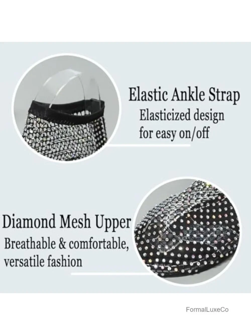 Sparkly Rhinestone Mesh Ballet Flats - Breathable Slip-On Comfort Sandals